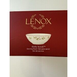 LENOX Holly Scroll Holiday Serving Bowl~Size: 2.25 qt~NEW~10 inch diameter~